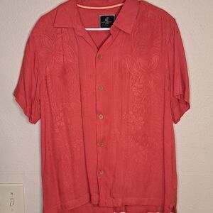 Caribbean Joe Rayon button down shirt size medium
